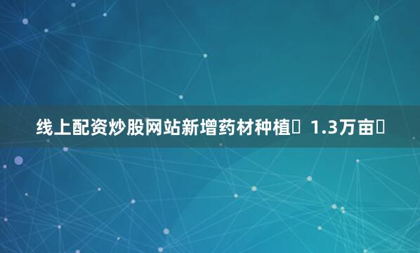 线上配资炒股网站新增药材种植‌1.3万亩‌